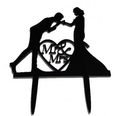 Cake topper Mr&Mrs handkus zwart